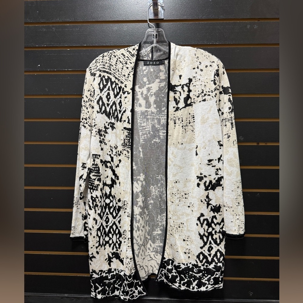 ZOZO L Abstract Print Open Cardigan – Black/Cream